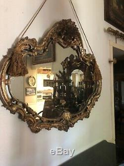 Large Antique Frech Louis XV Rococo Ornate Gold Wall Mirror
