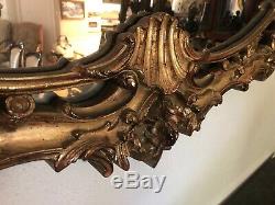 Large Antique Frech Louis XV Rococo Ornate Gold Wall Mirror