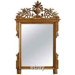 Large Antique French Louis XVI Style Carved Giltwood Wall Mirror, 20th Century
