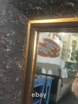 Large Antique Gold Vintage Ornate Mirror With Beveled Edge 45 x 35 Wall Mirror