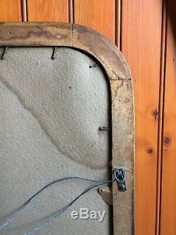 Large Antique Hand Carved Hard Wood Relief Framed Wall Mirror