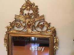 Large Antique Italian Wood Hand Carved Gold Gilt Wall Mirror