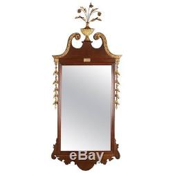 Large Antique Mahogany and Giltwood Chippendale Wall Mirror, 19th Century