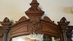 Large Antique Ornate Mahogany Mirror Wall Hanging Mirror Architectural Salvage