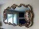 Large Antique Rococo Style Gold Wall Mirror with Bisque Figural Lovers Plaques