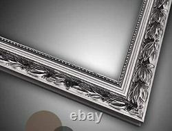 Large Antique Silver Bathroom Mirror Ornate Wall Vanity Hall Entry Dining Room