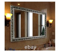 Large Antique Silver Ornate Wall Mirror Bathroom Vanity Hall Entry Dining Room