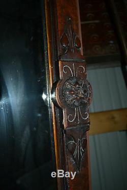 Large Antique Victorian Eastlake ornate Carved Wood Framed wall mirror Mantle