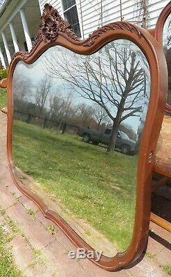 Large Antique Victorian Wall Mirror Carved Mahogany Beveled Glass