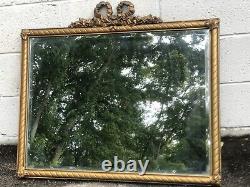 Large Antique/Vintage 32 Ornate Gold Tone Scroll Wood Hanging Wall Mirror