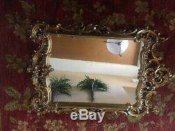 Large Antique/Vintage 38 Italy Syroco Ornate Gold Italian Hanging Wall Mirror