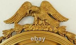 Large Antique/Vtg 32 Federal Carved Bullseye Eagle Convex Gold Wood Wall Mirror