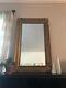 Large Antique Vtg 36 X 22.5 Ornate Gold Scroll Solid Wood Hanging Wall Mirror