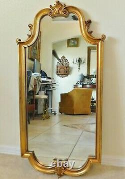 Large Antique/Vtg 41 Ornate Gold Carved Wood Decorative Hanging Wall Mirror