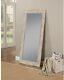 Large Antique White Wash Mirror Floor Leaner or Wall Mount Rustic Farmhouse