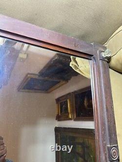 Large Antique Wood Framed Wall Mirror 34.5 Wide x 40.0 tall x 3.5 Deep