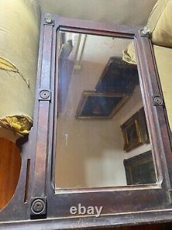 Large Antique Wood Framed Wall Mirror 34.5 Wide x 40.0 tall x 3.5 Deep