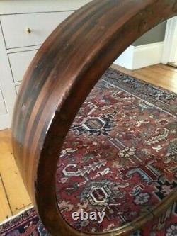 Large Antique or Vintage 34 Converted Factory Wheel Wood Round Wall Mirror