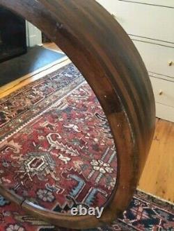Large Antique or Vintage 34 Converted Factory Wheel Wood Round Wall Mirror