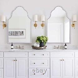 Large Arched Mirror For Wall 32x20 Moroccan Bathroom Mirror For Vanity Silver