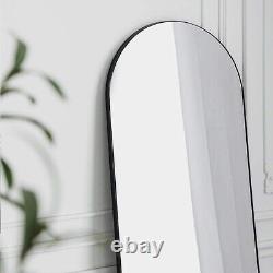 Large Arched-Top Floor Mirror Full Length, Freestanding Black