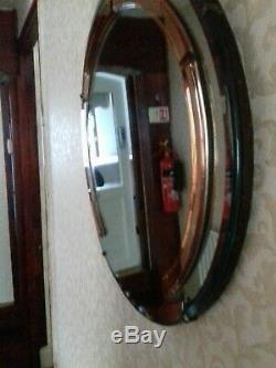 Large Art Deco Feature wall mirror coloured Panels Peach mantle mirror round