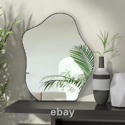 Large Asymmetrical Wall Mirror 18X22 Inch Frameless Unique Shape Black