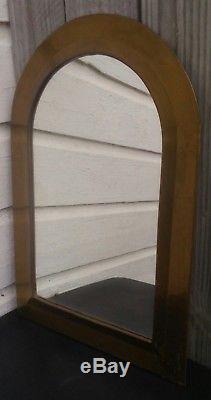 Large BRASS Wall Mirror Vintage Retro ARCH SHAPED 23 x16 Gorgeous Estate Find