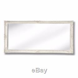 Large Baroque Ornate Antique White Decorative Rectangle Full Length Wall Mirror