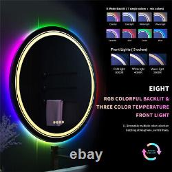 Large Bathroom HD Vanity Mirror RGB Multicolor Backlit+Adjustable Front-Lighted