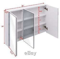 Large Bathroom Medicine Cabinet With 3 Mirrors Wall Mounted Space Saving Organizer