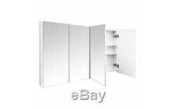 Large Bathroom Mirror Modern Storage Shelves Wall Mounted Cabinet White Unit