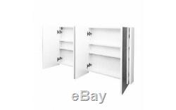 Large Bathroom Mirror Modern Storage Shelves Wall Mounted Cabinet White Unit