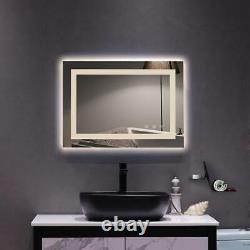 Large Bathroom Vanity Mirror Wall Bight LED Lighted Makeup Mirror Dimmable