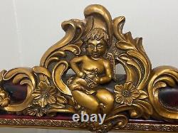 Large Beautiful French Empire Boulle Style Gilt Cherub Pier Bevelled Wall Mirror