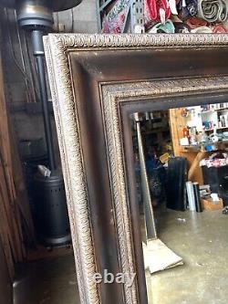 Large Beveled Glass Mirror with Wood Frame