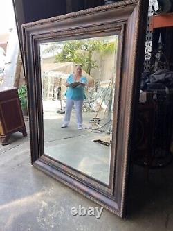 Large Beveled Glass Mirror with Wood Frame