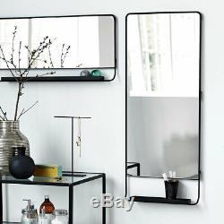 Large Black Wall Hanging Mirror with Mini Shelf by House Doctor 110 cm