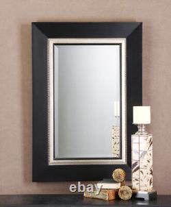 Large Black Wood Beveled Rectangular Wall Mirror 40 Vanity Bath