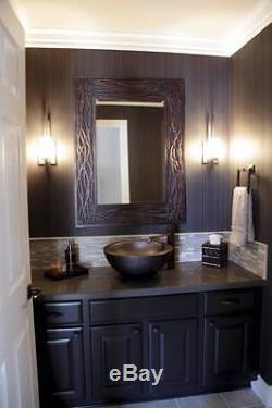 Large Bronze Iron Metal Wall Mirror Bath Bathroom Vanity Tuscan Decor Furniture