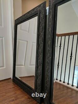 Large Brown Wall Beveled Mirror with Ornate Carved Gold Antiqued Frame