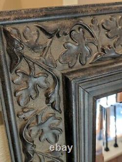Large Brown Wall Beveled Mirror with Ornate Carved Gold Antiqued Frame