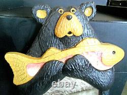 Large Cabin Home Wall Bear with Fish Mirror 26