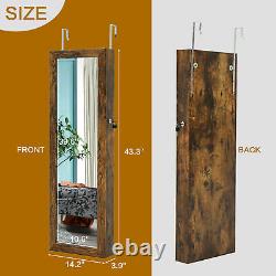Large Capacity LED Jewelry Organizer Cabinet Wall/Door Mounted Armoire with Mirror
