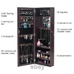 Large Capacity LED Jewelry Organizer Cabinet Wall/Door Mounted Armoire with Mirror