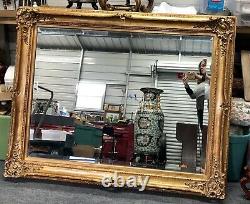 Large Carved Wood Beveled Glass Wall Mirror 58 X 47