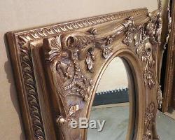 Large Carved Wood/Resin 31x35 Rectangle/Oval Framed Wall Mirror