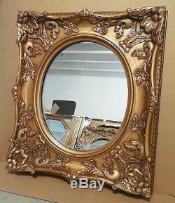 Large Carved Wood/Resin 31x35 Rectangle/Oval Framed Wall Mirror