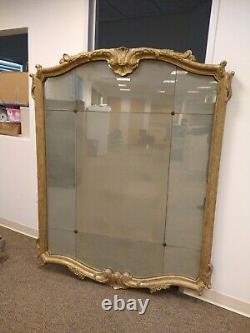 Large Carved Wood, Wall Hanging Mirror with Naturally Aged Antique Feel