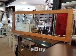Large Chunky Solid Oak Wood Frame Wall Mirror Bevelled Glass 160x65cm